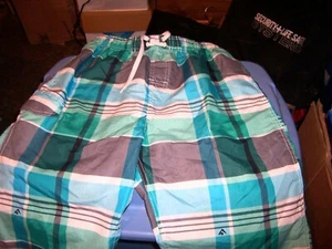 KANU SURF Turquoise Plaid Polyester Board Shorts - SIZE L (14/16) - Picture 1 of 2