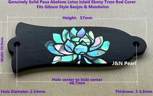 Cubierta de varilla de armadura de ébano con incrustaciones genuina Paua Abulón Lotus para mandolina Banjo - Imagen 1 de 4
