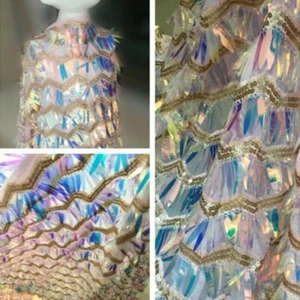 Pailletten Stoff Fransen Meerjungfrau Fischschuppen Glitzer Nähen Kleiderherstellung Material Bling - Bild 1 von 14