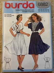 BURDA PATTERN 6882 ~ MISSES DRESS ~ SIZES 10 - 12 - 14 - 16 - 18 *UNCUT - Picture 1 of 2