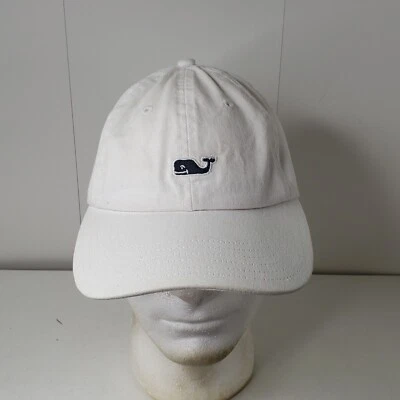 Vineyard Vines Baseball Cap White Embroidered Blue Whale Logo Strapback Hat Golf - Imagem 1 de 4
