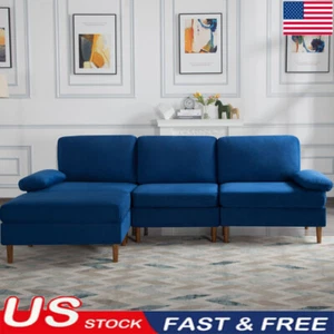102.4" Sectional Sofa Modular Counch Modern L Shape Sofa Set Ottoman Living Room - Picture 1 of 45