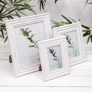 Cornice fotografica stile antico in legno bianco effetto invecchiato indipendente rustico 4x6 o 5x7 - Foto 1 di 8