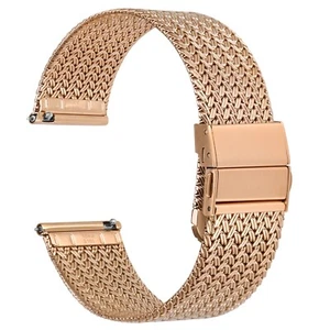 WOCCI Elite Metal Watch Band, Mesh Woven, Fold Clasp, Strap 14 16 18 20 22mm - Picture 1 of 26