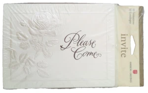 Vintage 1980er Hochzeit Dusche Einladungen geprägt amerikanische Grüße 10er Pack - Bild 1 von 3
