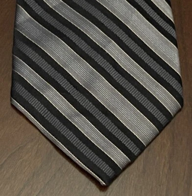 Мужской галстук Merona серый черный 100% шелк сделано в Китае - Изображение 1 из 4