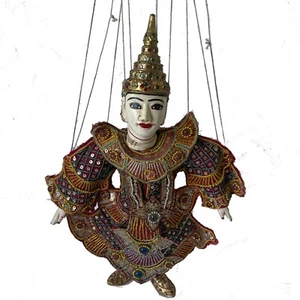 Thai Marionette String Puppet Vintage Wooden Asian Handmade in Traditional Dress - Picture 1 of 11