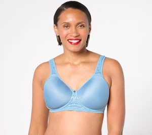 Reggiseno senza ferretto Breezies Natural Curves copertura completa contorno elemento blu C/38 nuovo - Foto 1 di 3