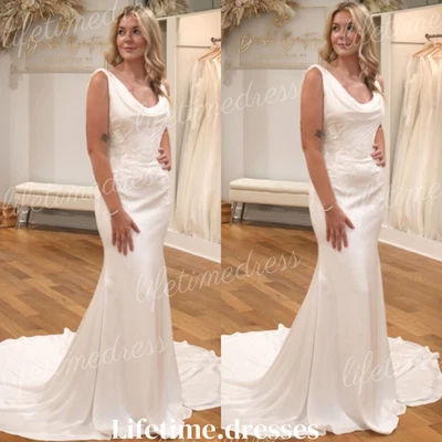 Satin Mermaid Wedding Dresses Sleeveless Summer Elegant Lace New Bridal Gowns - Image 1 of 4