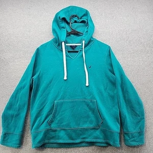 NAUTICA Pullover Adult Medium Blue Teal Kangaroo Pouch Hoodie Womens - Picture 1 of 13