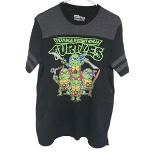 T-Shirt Uomo Nera TMNT Tartarughe Ninja Mini Nickelodeon Medium - Foto 1 di 4