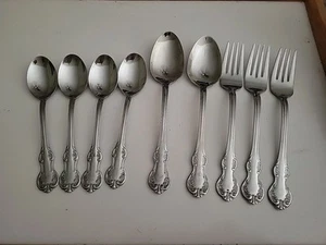 9 Pc Wallace Silver Camden Stainless Teaspoons, Oval Soup Spoons & Salad Forks - Picture 1 of 7