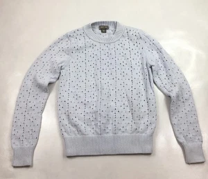 J. Crew Point Sur Blue Pointelle Allover Crew Neck Long Sleeve Sweater Women XS - Picture 1 of 6