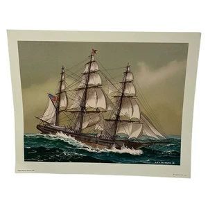 Stampa Serpente Mare Nave Clipper Vintage 1850 JOH Cosgrave Penn Nautica Marittima - Foto 1 di 5