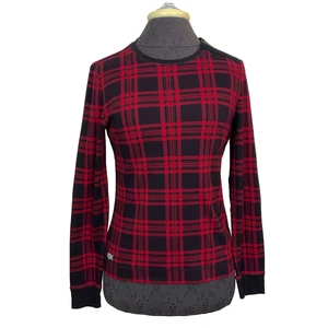 Ralph Lauren Rojo Negro Cuadros Top Codo Parche Hombro Cremallera Logotipos Ecuestres Talla M - Imagen 1 de 20