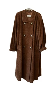VTG Max Mara Alpaca Long Oversized Teddy Bear Icon Coat In Brown Size 8 Luxury - Picture 1 of 24