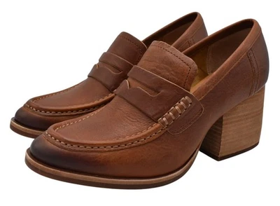 KorkEase Womens Size 11 Modeste Tan Leather Heeled Penny Loafers Pumps Shoes - Image 1 of 4