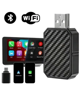 CarPlay Senza Fili Adattatore Wireless 2 in 1 Auto iPhone Android USB Universale - Foto 1 di 11