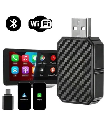 CarPlay Senza Fili Adattatore Wireless 2 in 1 Auto iPhone Android USB Universale - Immagine 1 di 4