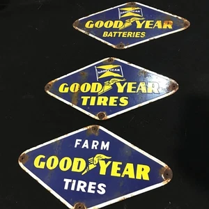 Goodyear Reifen 3er Set Benzin Porzellan Schild SAMMLEREDITION - Bild 1 von 8