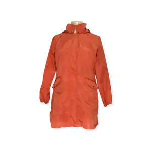Weatherproof Womens Large Orange Jacket Rain Water Resistant Hooded Cinch Waist - Picture 1 of 2