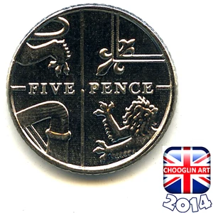 Eine britische Elizabeth II Five Pence 5p Münze 2014, 11 Jahre alt! - Bild 1 von 2