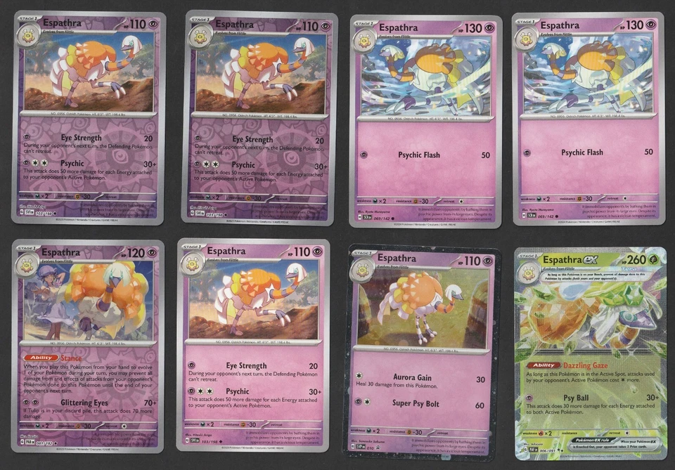 Espathra Pokemon Card Collection Set of 8 English Cards Rare EX Reverse Holo - Image 1 of 1