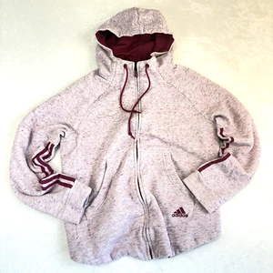 ADIDAS Womens Hoodie Size M Pink Full-Zip Fleece Lined Active Gym Outdoor Warm - Picture 1 of 13