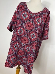 Catherines 1X Shirt Oberteil Rosa Blau Rauten Retro Stretch Kurzarm Damen Y2 - Bild 1 von 6