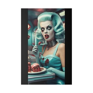 "Brain-Eating Bombshell: A Zombie Lady's Diner Charm" von CLEArT*(Zombie Art)* - Bild 1 von 5