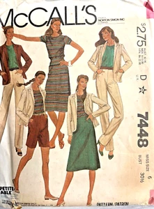 Women's Sewing Pattern Size 6 Pants Skirt Top Jacket Vintage Uncut McCall's 7448 - Picture 1 of 2