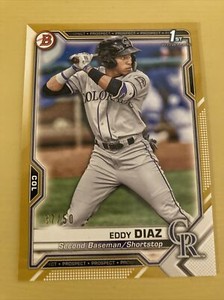 2021 Bowman Gold Paper 1st Bowman Eddy Diaz 37/50 Colorado Rockies #BCP-33