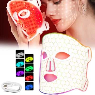 7 Color Light Therapy Face LED Face Mask Photon Facial Wrinkle Rejuvenation Skin - Image 1 of 4