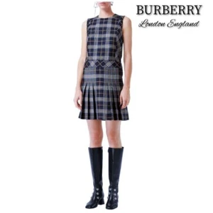 Burberry London Taioring Navy Check Mini Dress Size:36/2 $1250 NWT - Picture 1 of 11