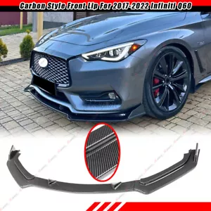 Alerón divisor de labios para parachoques delantero Infiniti Q60 2017-2022 estilo carbono 3 piezas - Imagen 1 de 11
