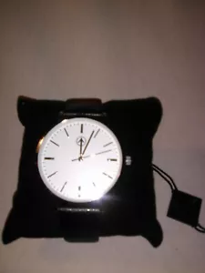 Pulsera para hombre AKRIBOS XXIV WatchAS1033SS cristal blanco cuero negro talla 10 - Imagen 1 de 6