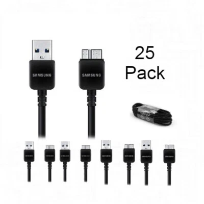 Samsung USB 3.0 Micro B Sync Transfer and Charge 1M Cable (5 Ft) Black(25 Pack) - Image 1 of 3