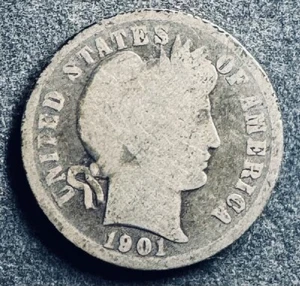 1 Dime 1901 USA „Barber Dime“ 2,5 g .900 Silber KM#113 K180125C - Bild 1 von 2