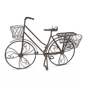 Piantatrice rustica antica marrone battuto pavimento esterno a forma di bicicletta - Foto 1 di 1