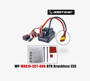 Hobbywing MAX10 SCT Waterproof 80A 2-3S LiPo Brushless ESC 1/12 1/10 1/8 XT60 - Picture 1 of 3