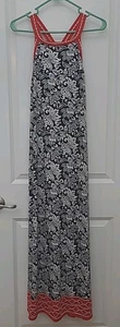 MAX STUDIO Women's Dress Sz M Maxi Sleeveless Floral Stretch Racer Back Boho - Picture 1 of 14
