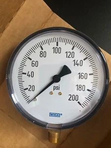 Manometro: quadrante 4", da 0 a 200 psi, filettatura 1/4", NPT, attacco inferiore. - Foto 1 di 2