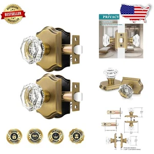 Durable Clear Crystal Door Handles with Bronze Rosette - Easy Installation - Picture 1 of 9