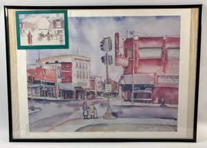 Pintura acuarela de colección Elvis's View of Beale St. firmada por Stephen Hudson 1978 - Imagen 1 de 12