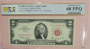 1963 $2 us Note- Legal Tender Fr. 1513  PCGS 68 PPQ SUPERB GEM UNC - Picture 1 of 2