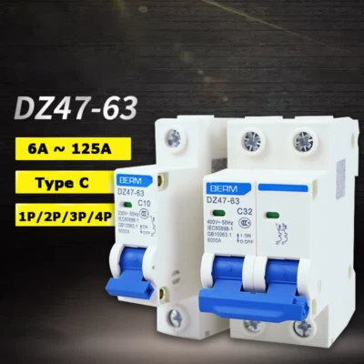 Circuit Breaker Air Switch DZ47-63 1/2/3/4-Poles 6 10 16 20 25 32 40 50 63~125A