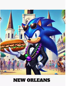 Sonic "New Orleans" Hedgehog Poster 18" x 24" | Wall Decor for Home, Office - Picture 1 of 3