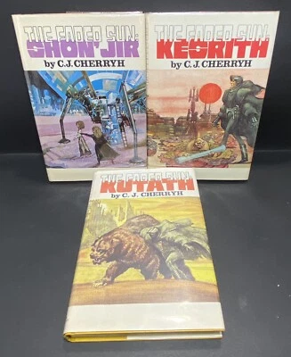 CJ Cherryh The Faded Sun Trilogy 2X SIGNED Kesrith Shon’Jir Kutath 1978-79 HC/DJ - Image 1 of 4