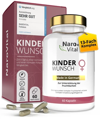 NAROVITAL Kinderwunsch Kapseln – Mit Folsäure, Mönchspfeffer & Vitamine - Schwanger werden
