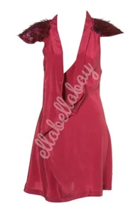 TOPSHOP UNIQUE Hot Pink Sequin Comb Shoulder Cowl Silk Party Catwalk Dress UK10 - Picture 1 of 15